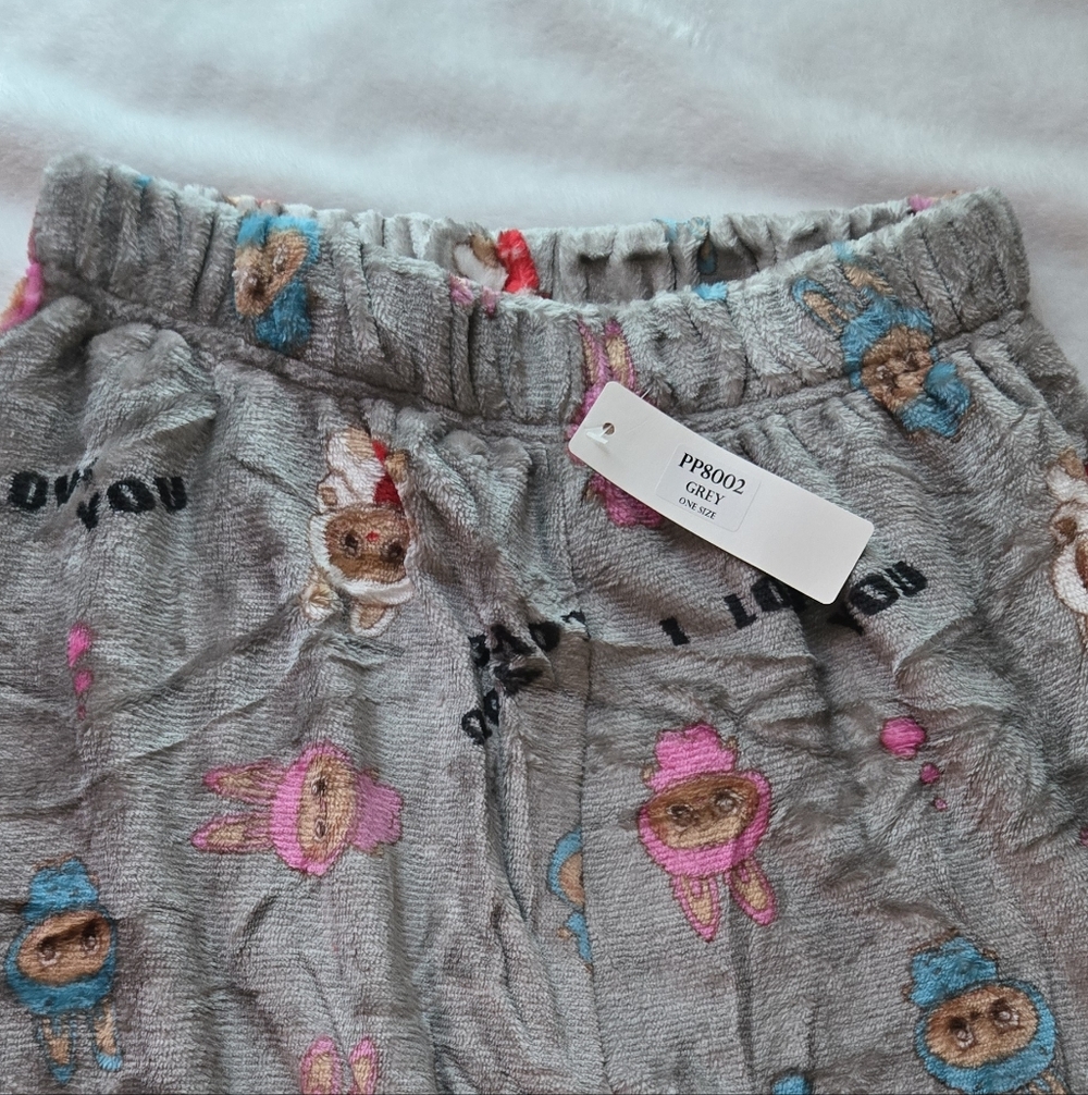 Women's Gray Pajama Pants with Fun Characters - Picture 3 of 4